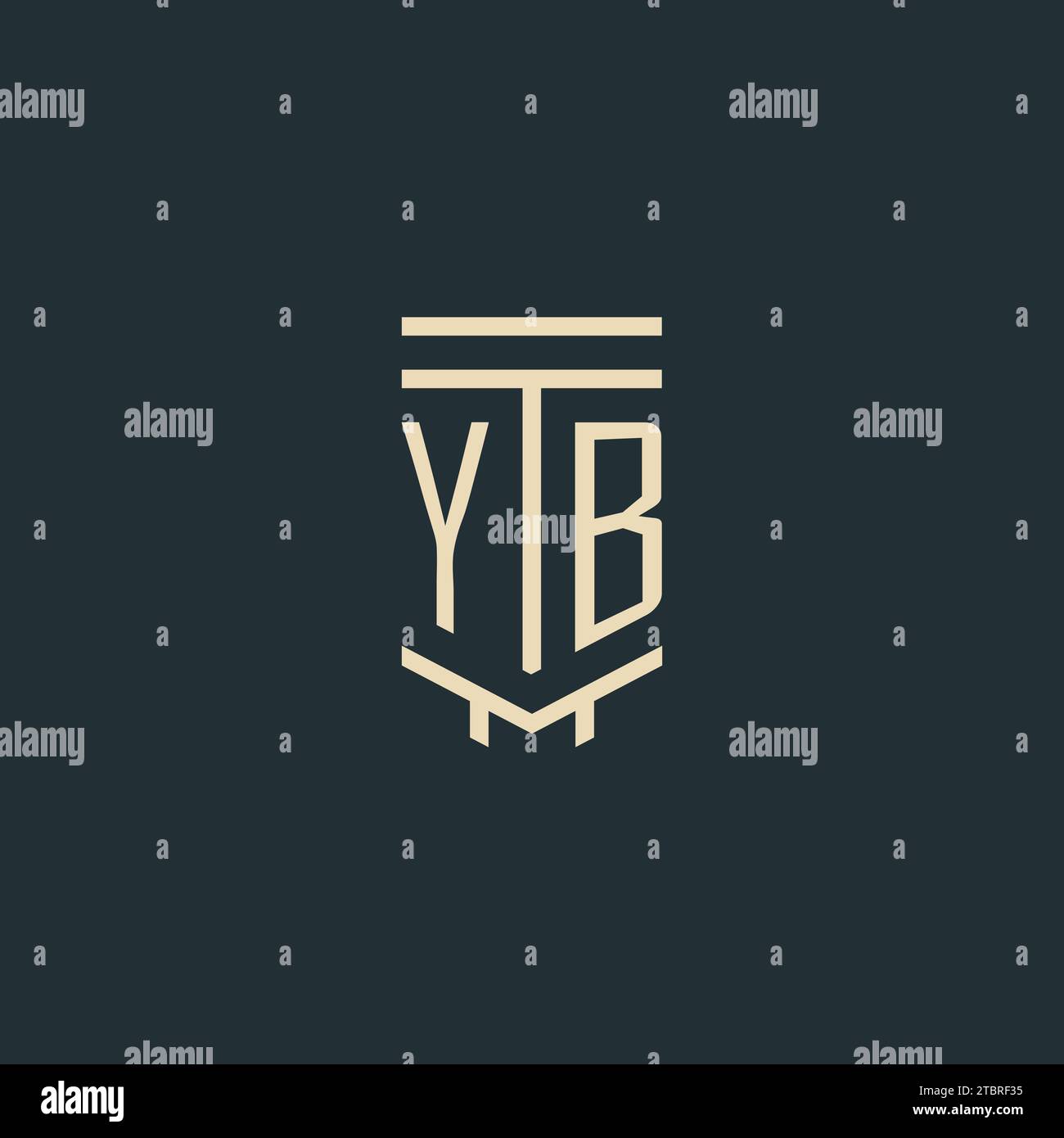 YB initial monogram with simple line art pillar logo design ideas Stock Vector