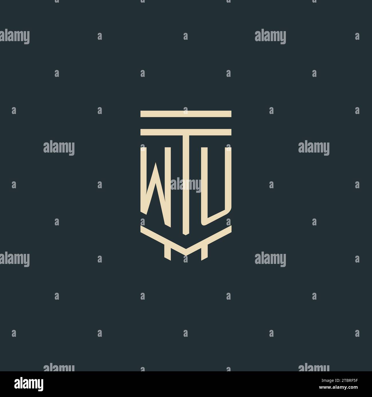 WU initial monogram with simple line art pillar logo design ideas Stock Vector