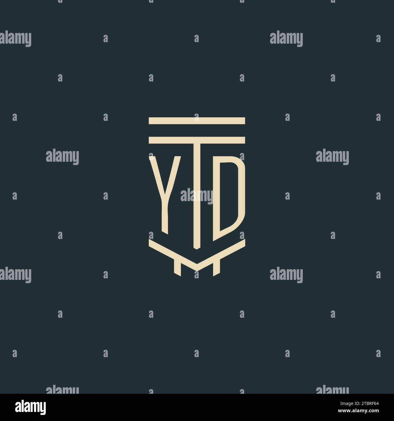 YD initial monogram with simple line art pillar logo design ideas Stock Vector
