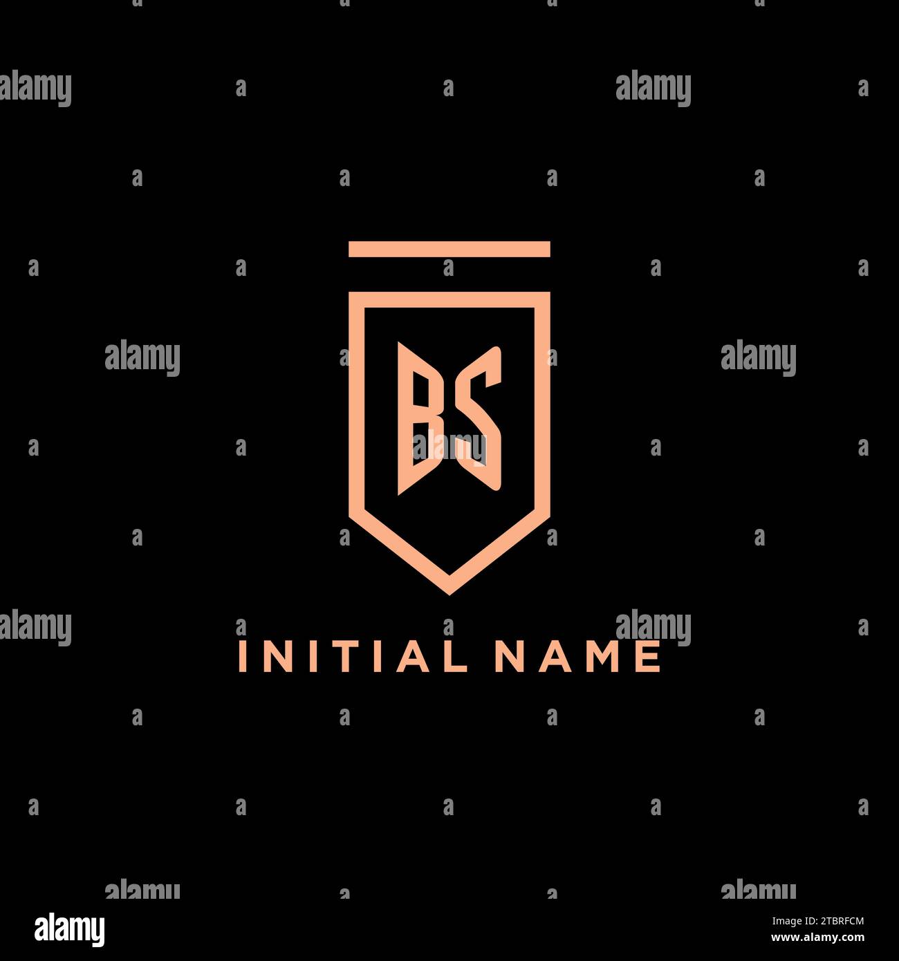 BS monogram initial with shield logo design icon vector graphic Stock Vector
