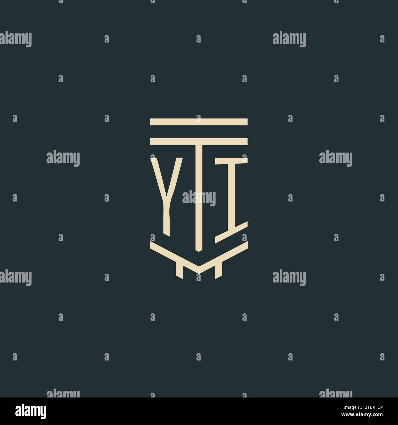 YI initial monogram with simple line art pillar logo design ideas Stock Vector