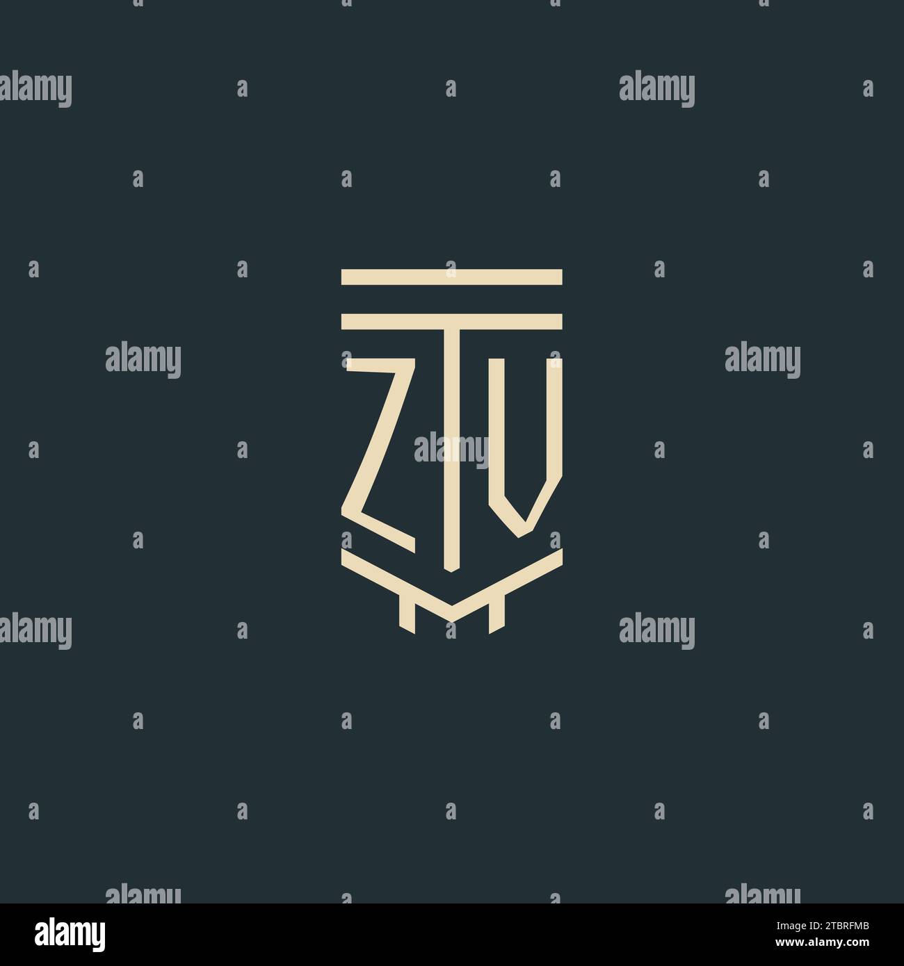 ZV initial monogram with simple line art pillar logo design ideas Stock ...