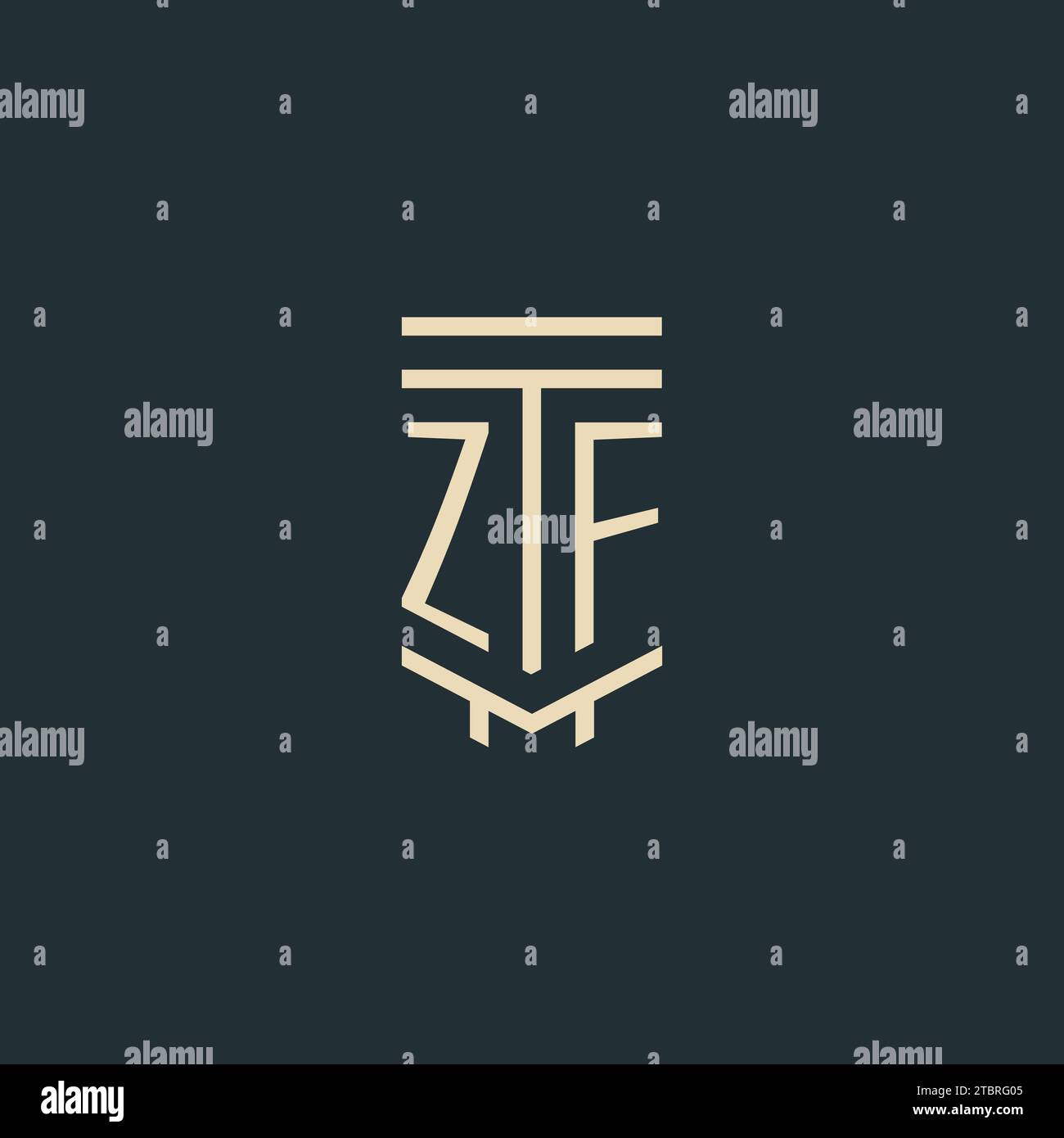 ZF initial monogram with simple line art pillar logo design ideas Stock Vector