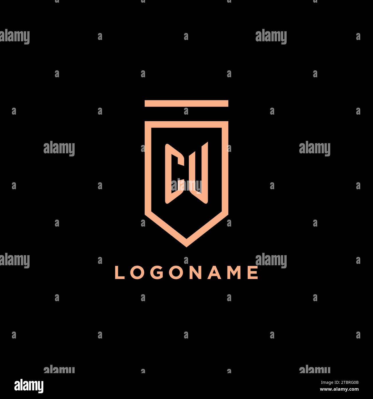 CU monogram initial with shield logo design icon vector graphic Stock Vector