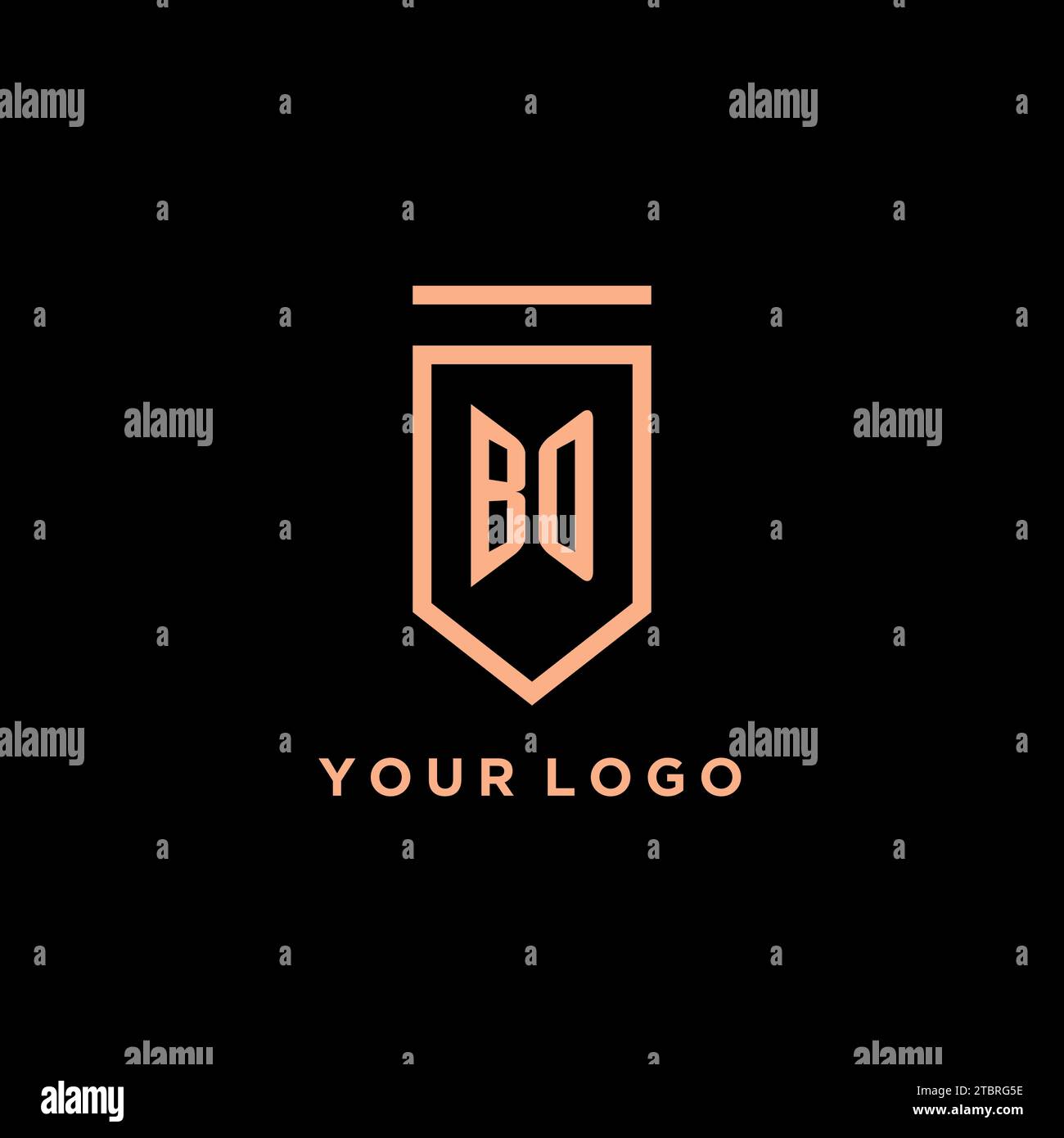 BO monogram initial with shield logo design icon vector graphic Stock Vector