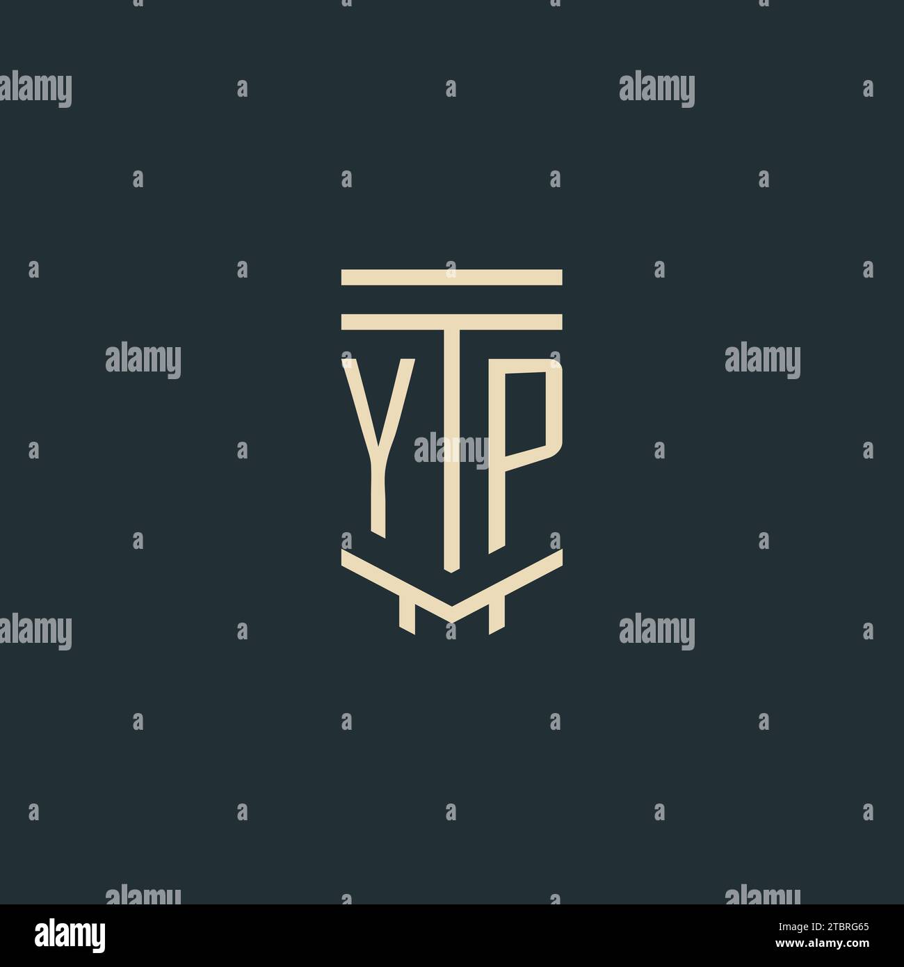YP initial monogram with simple line art pillar logo design ideas Stock Vector