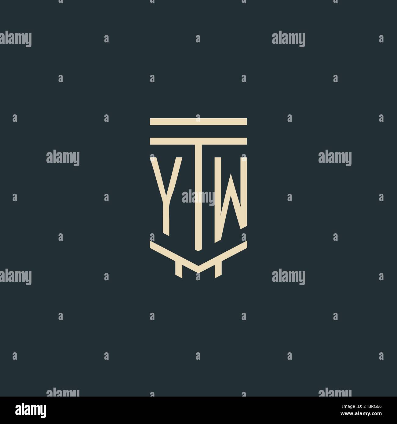 YW initial monogram with simple line art pillar logo design ideas Stock Vector