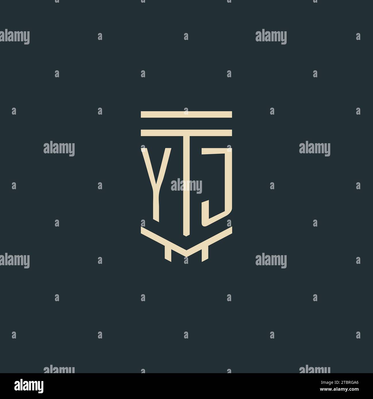 YJ initial monogram with simple line art pillar logo design ideas Stock Vector