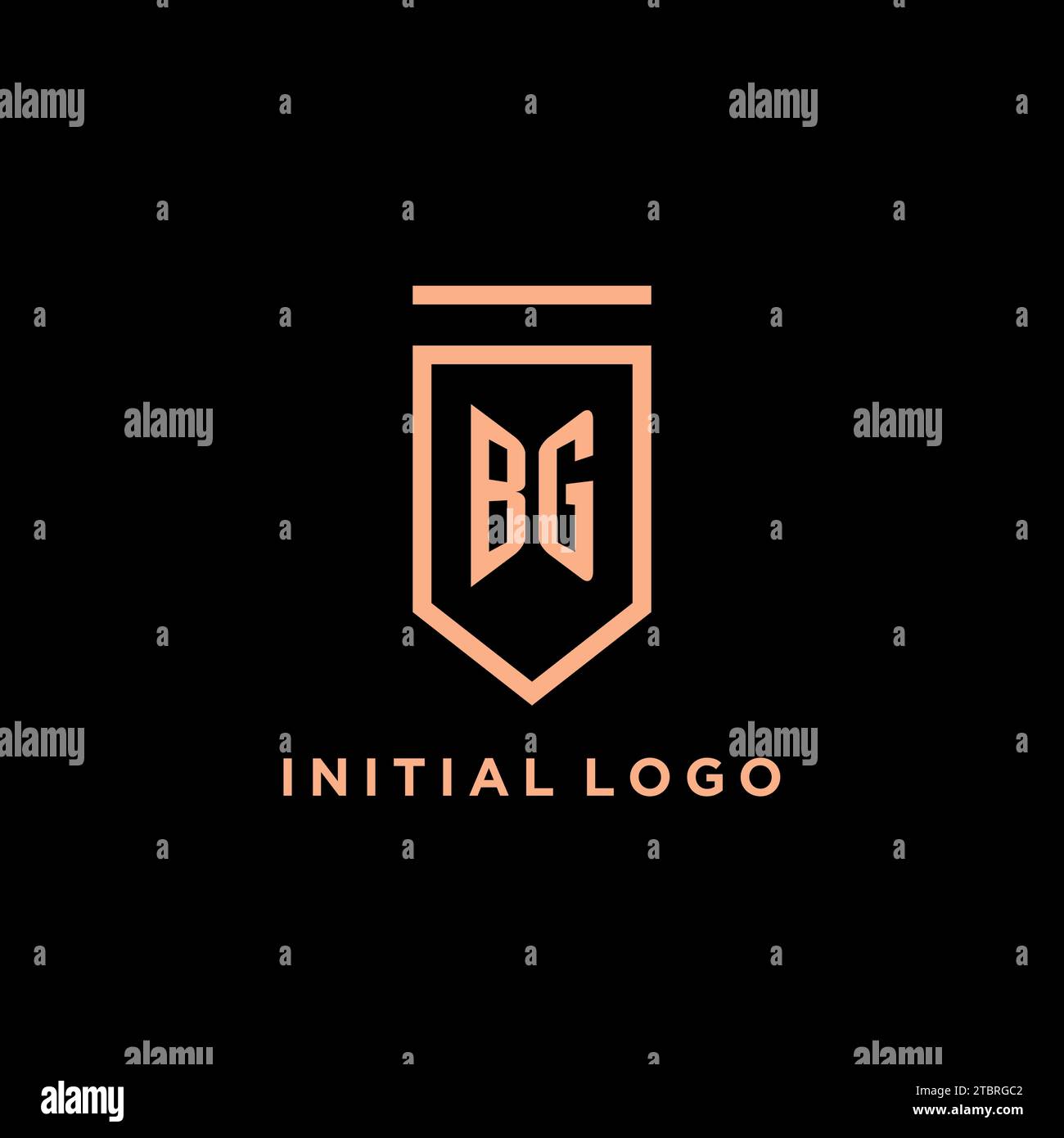 BG monogram initial with shield logo design icon vector graphic Stock Vector
