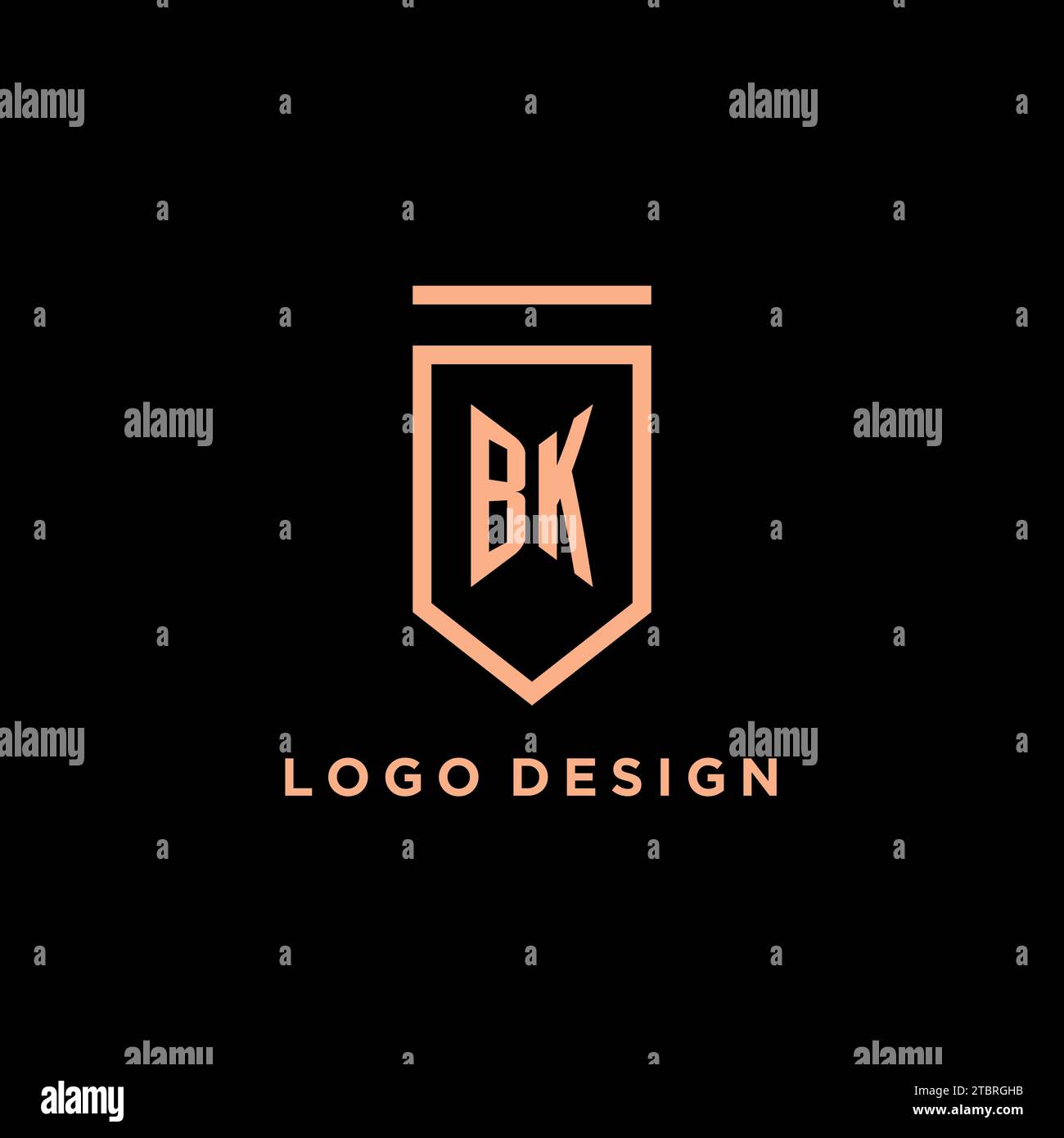 BK monogram initial with shield logo design icon vector graphic Stock Vector