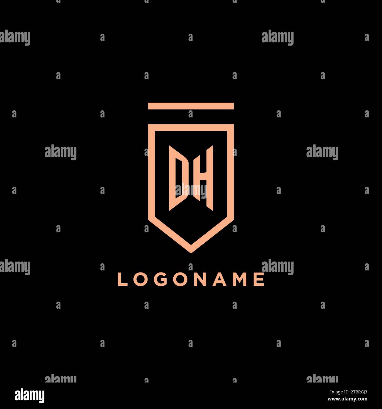 DH monogram initial with shield logo design icon vector graphic Stock Vector