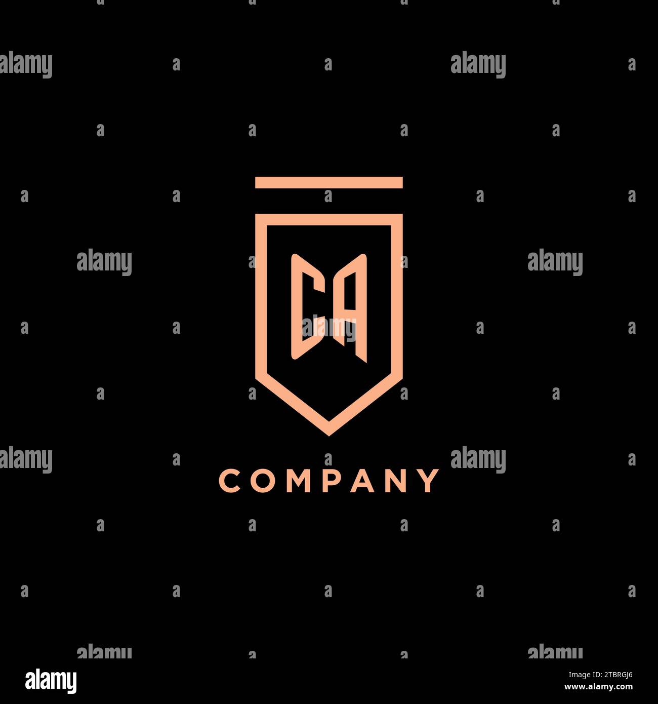CA monogram initial with shield logo design icon vector graphic Stock Vector