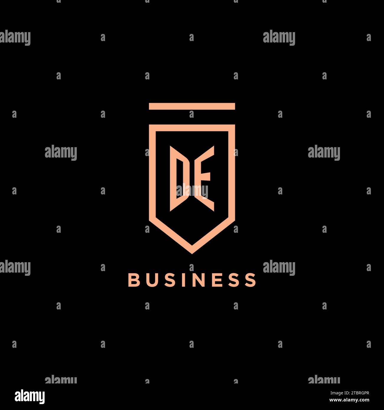 DE monogram initial with shield logo design icon vector graphic Stock Vector