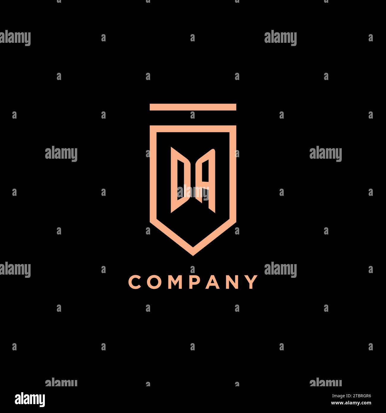 DA monogram initial with shield logo design icon vector graphic Stock Vector