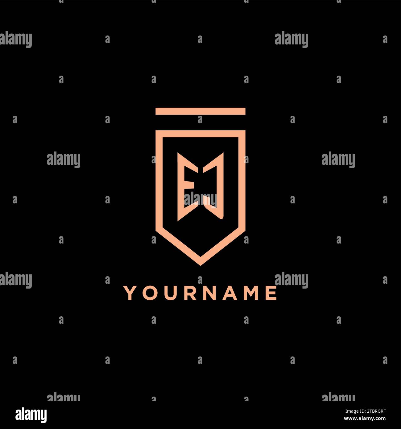 EJ monogram initial with shield logo design icon vector graphic Stock Vector