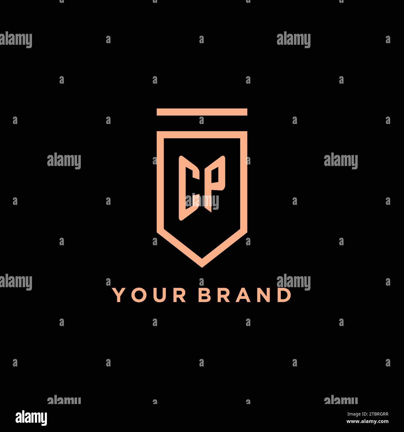 CP monogram initial with shield logo design icon vector graphic Stock Vector