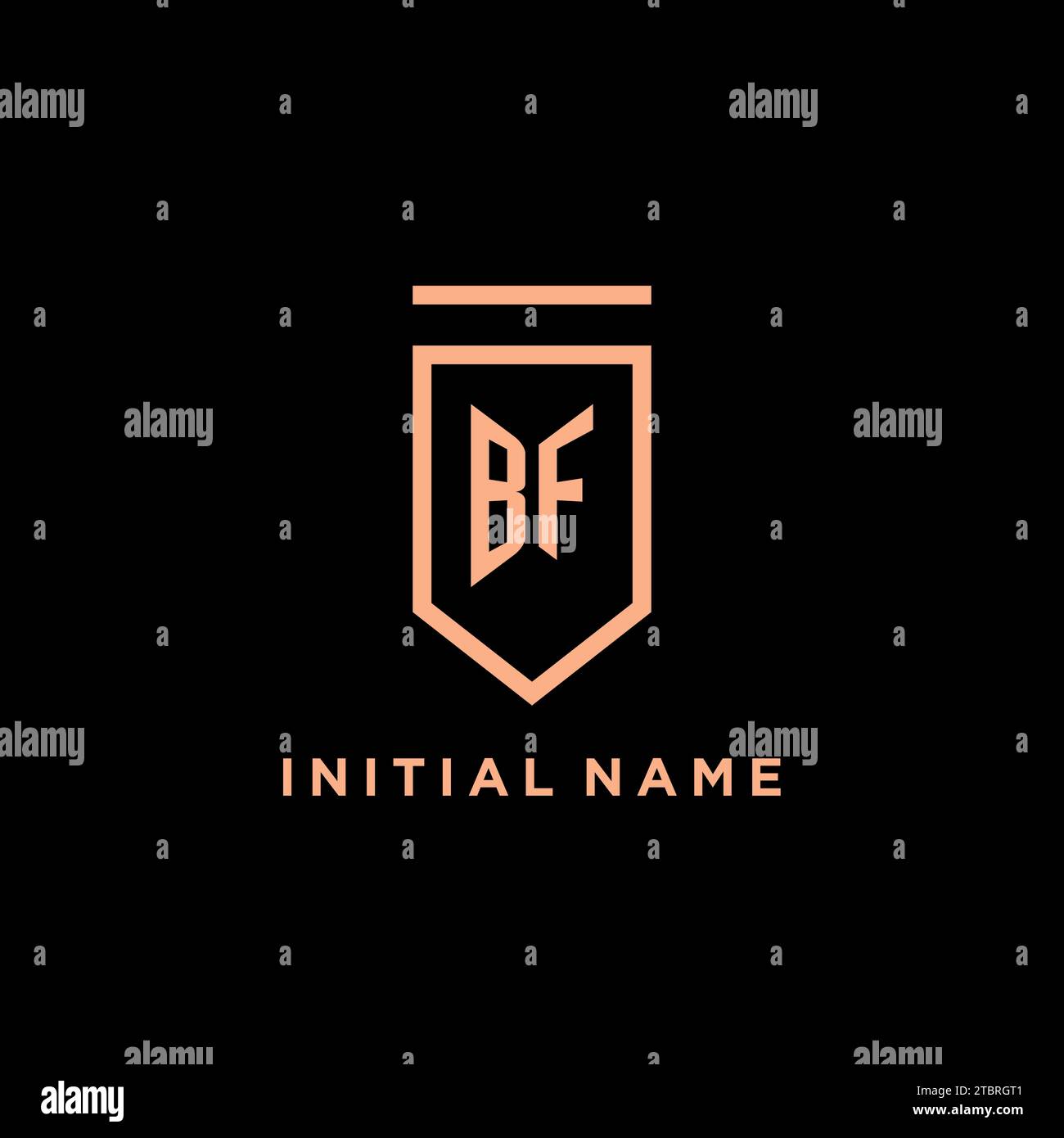 BF monogram initial with shield logo design icon vector graphic Stock Vector