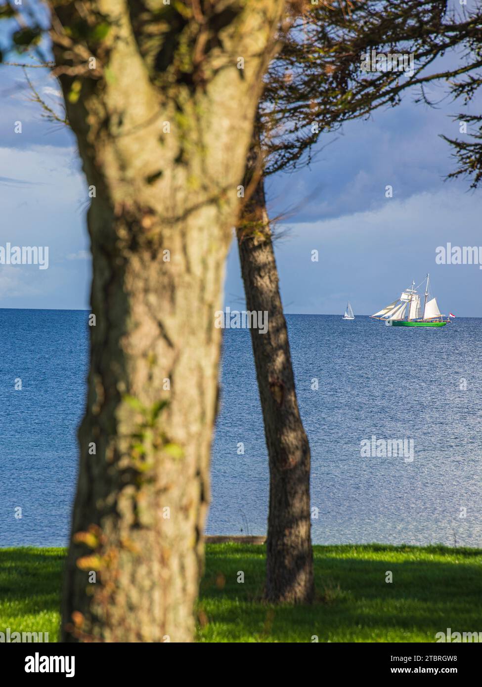 Sailing ship on the Baltic Sea coast in Schönhagen, Schleswig-Holstein, Germany Stock Photo