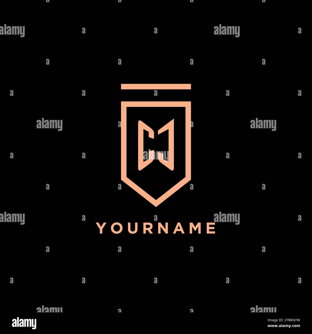 CJ monogram initial with shield logo design icon vector graphic Stock Vector