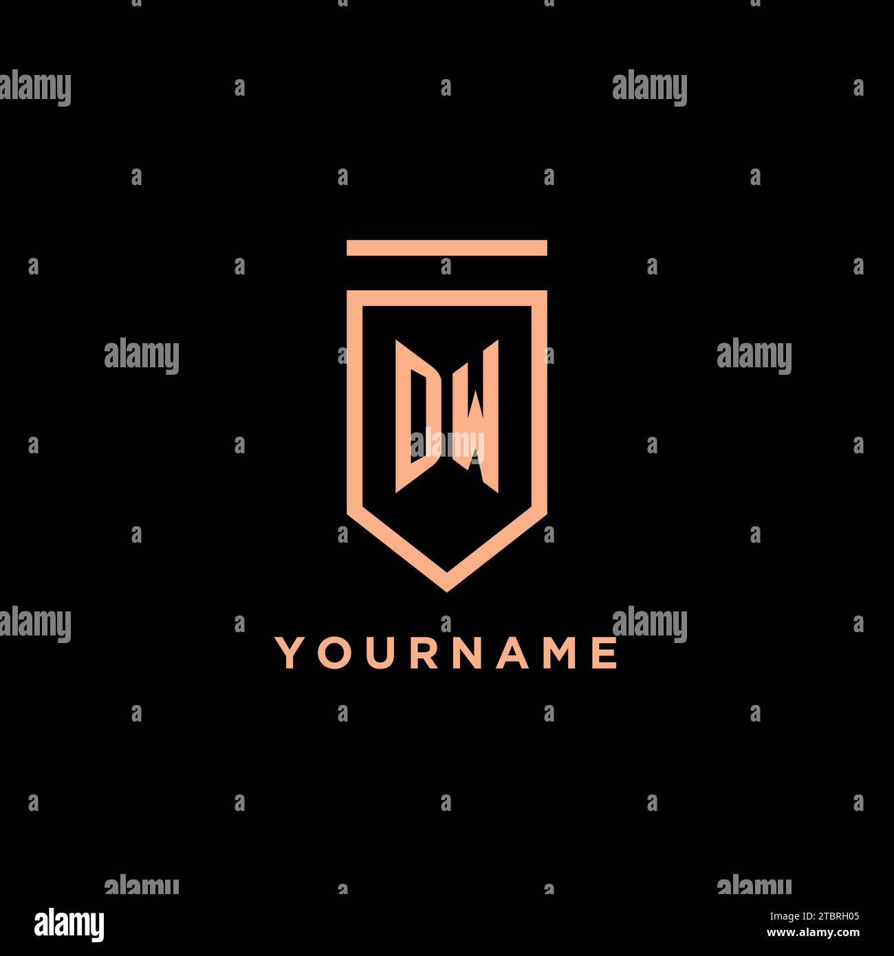 DW monogram initial with shield logo design icon vector graphic Stock Vector