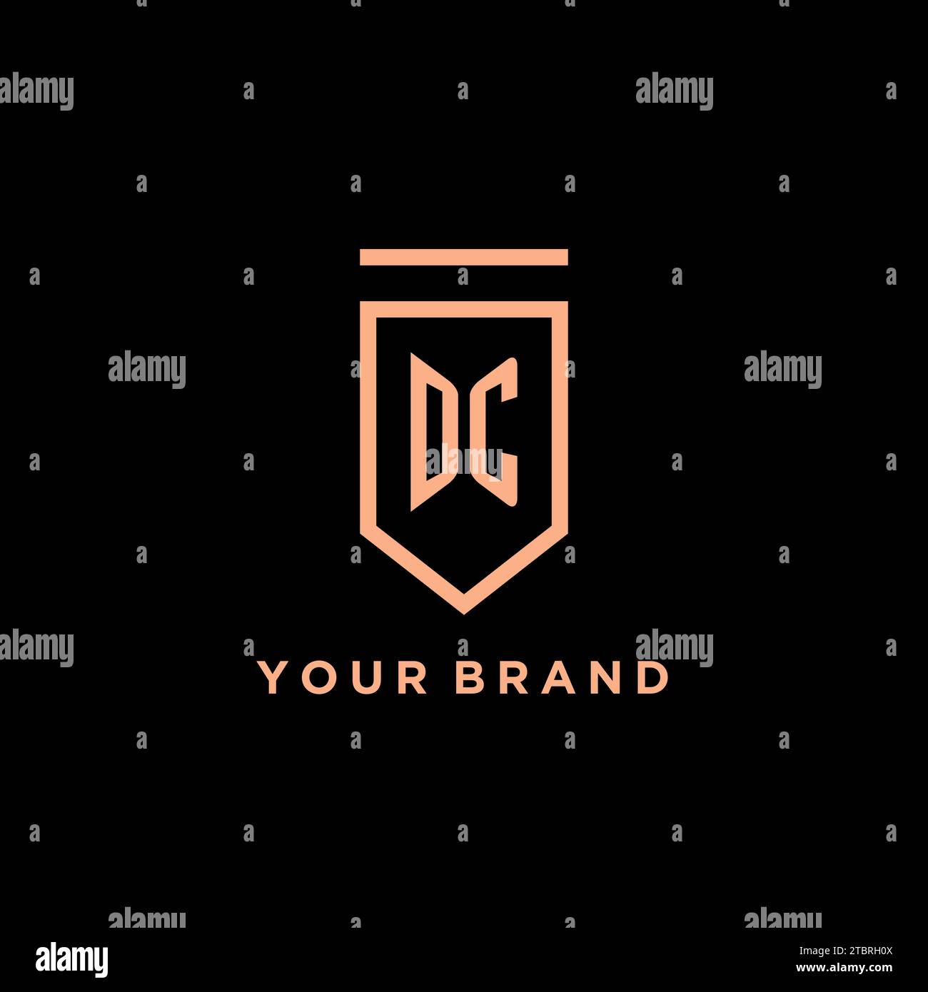DC monogram initial with shield logo design icon vector graphic Stock Vector