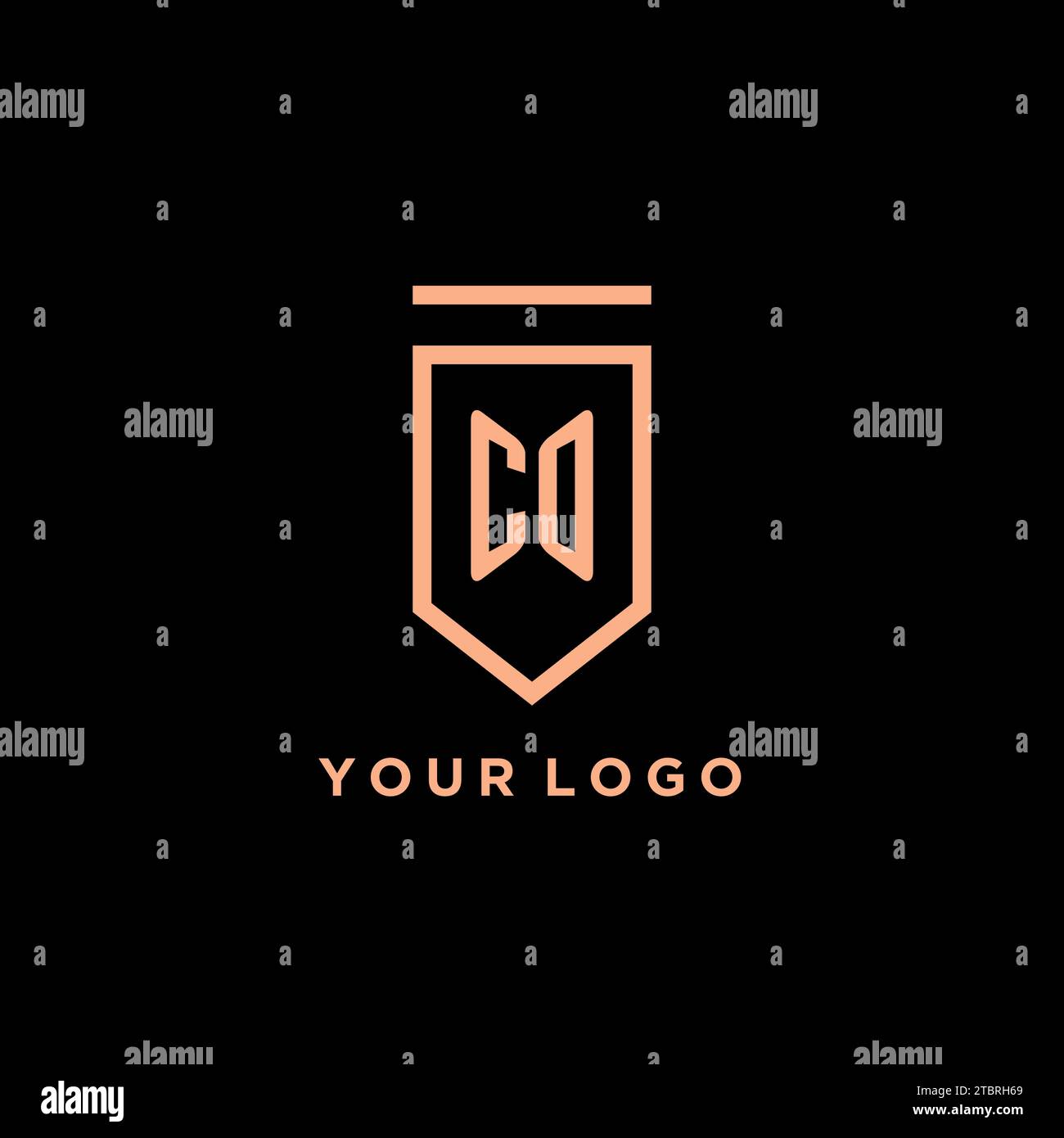 CO monogram initial with shield logo design icon vector graphic Stock Vector