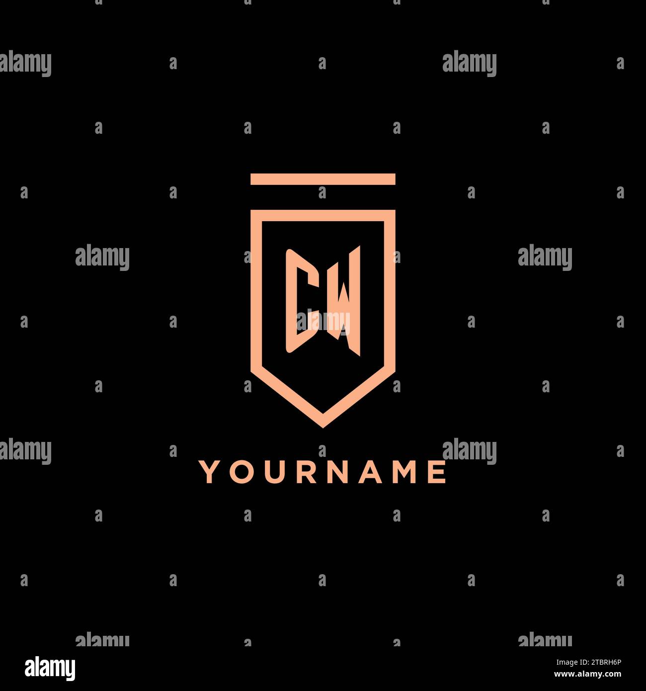 CW monogram initial with shield logo design icon vector graphic Stock Vector