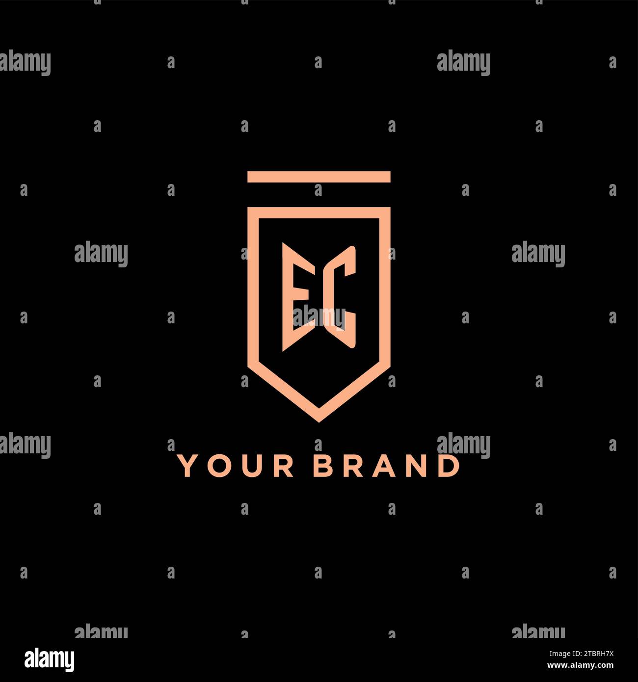 EC monogram initial with shield logo design icon vector graphic Stock Vector