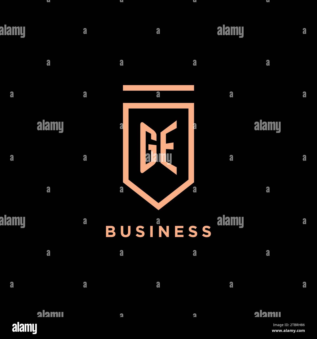GE monogram initial with shield logo design icon vector graphic Stock Vector