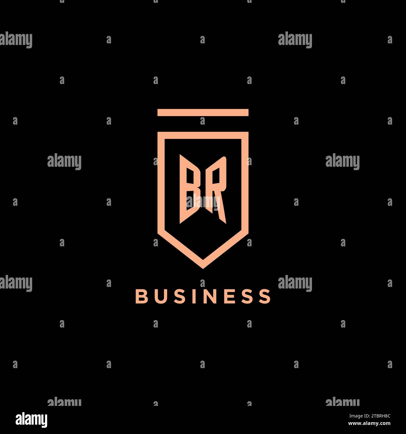 BR monogram initial with shield logo design icon vector graphic Stock Vector