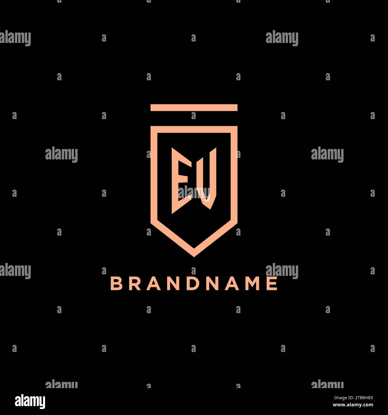 EV monogram initial with shield logo design icon vector graphic Stock Vector