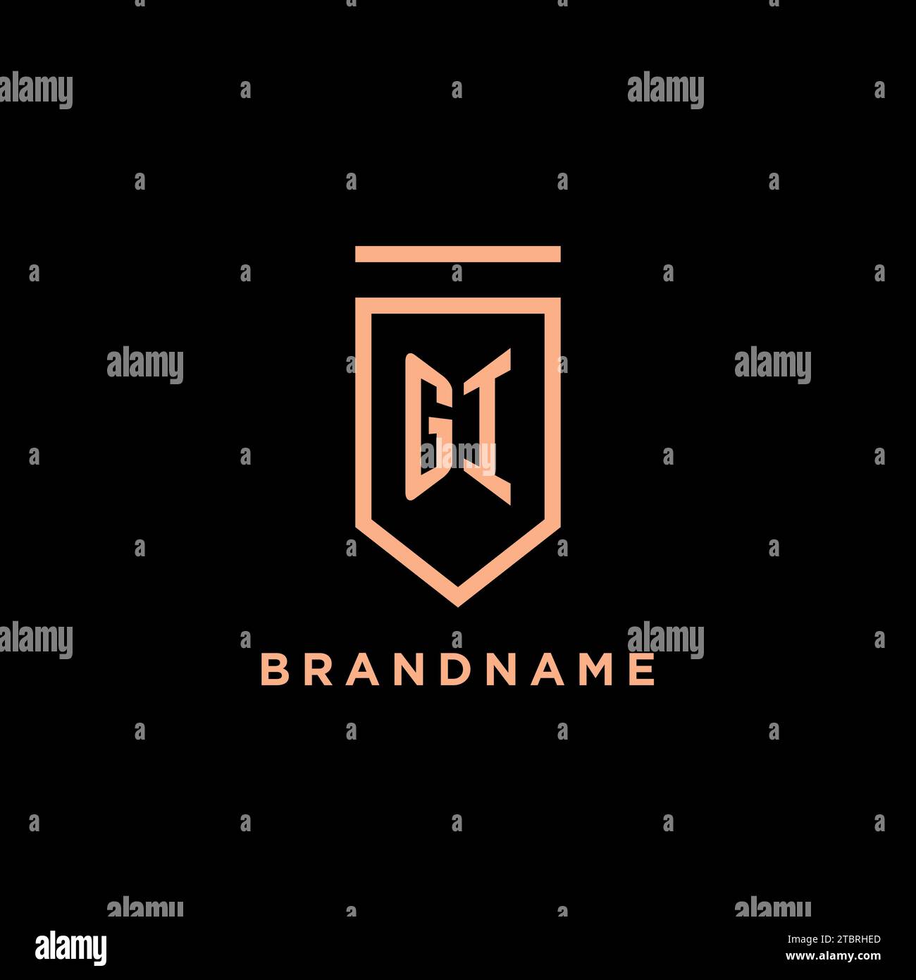 GI monogram initial with shield logo design icon vector graphic Stock Vector