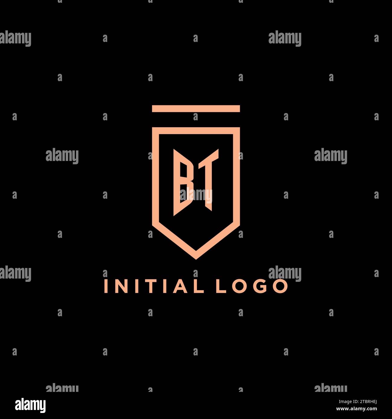 BT monogram initial with shield logo design icon vector graphic Stock Vector