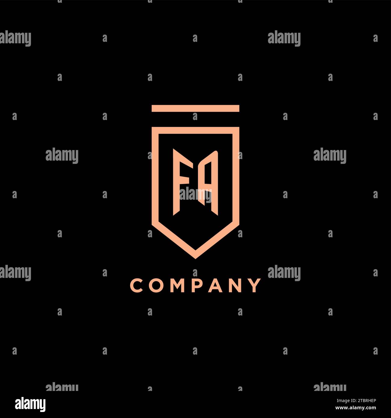 FA monogram initial with shield logo design icon vector graphic Stock Vector