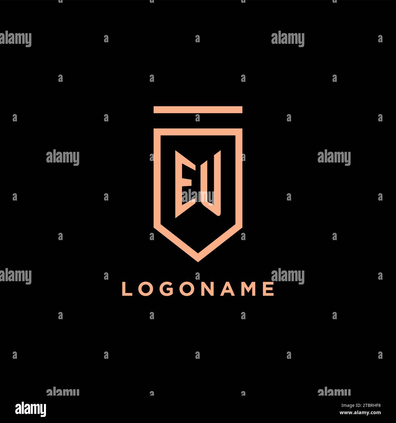 EU monogram initial with shield logo design icon vector graphic Stock Vector