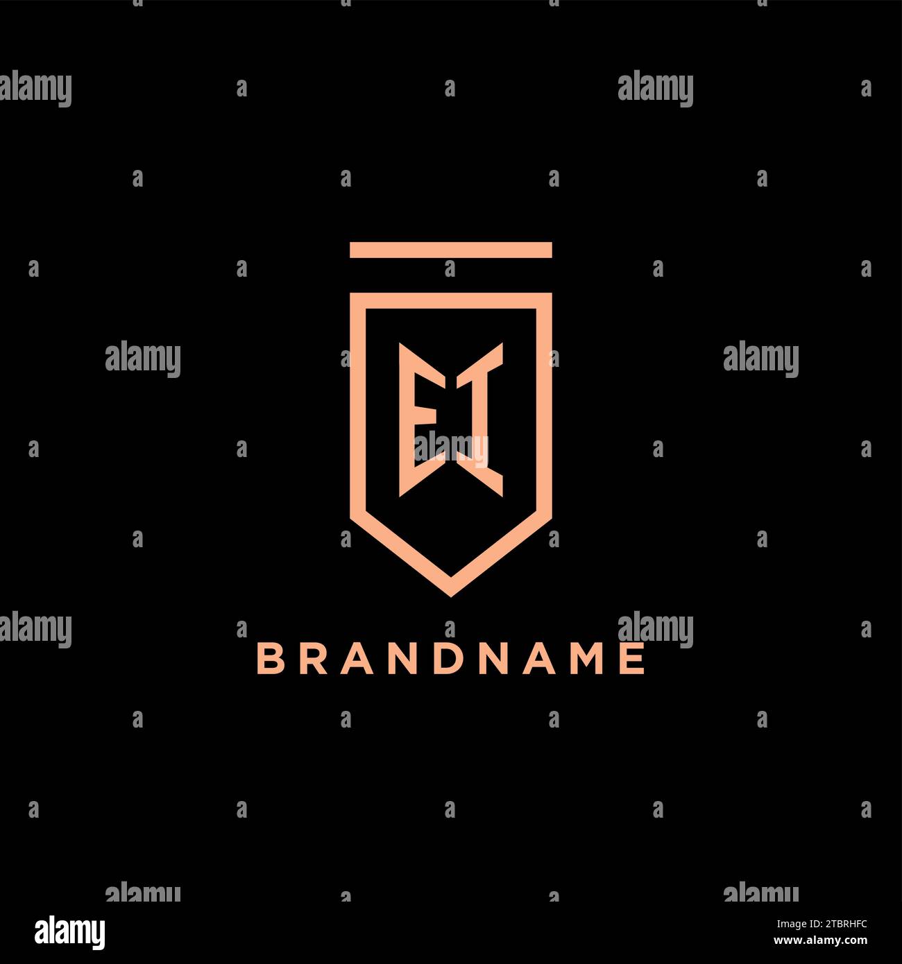 EI monogram initial with shield logo design icon vector graphic Stock Vector