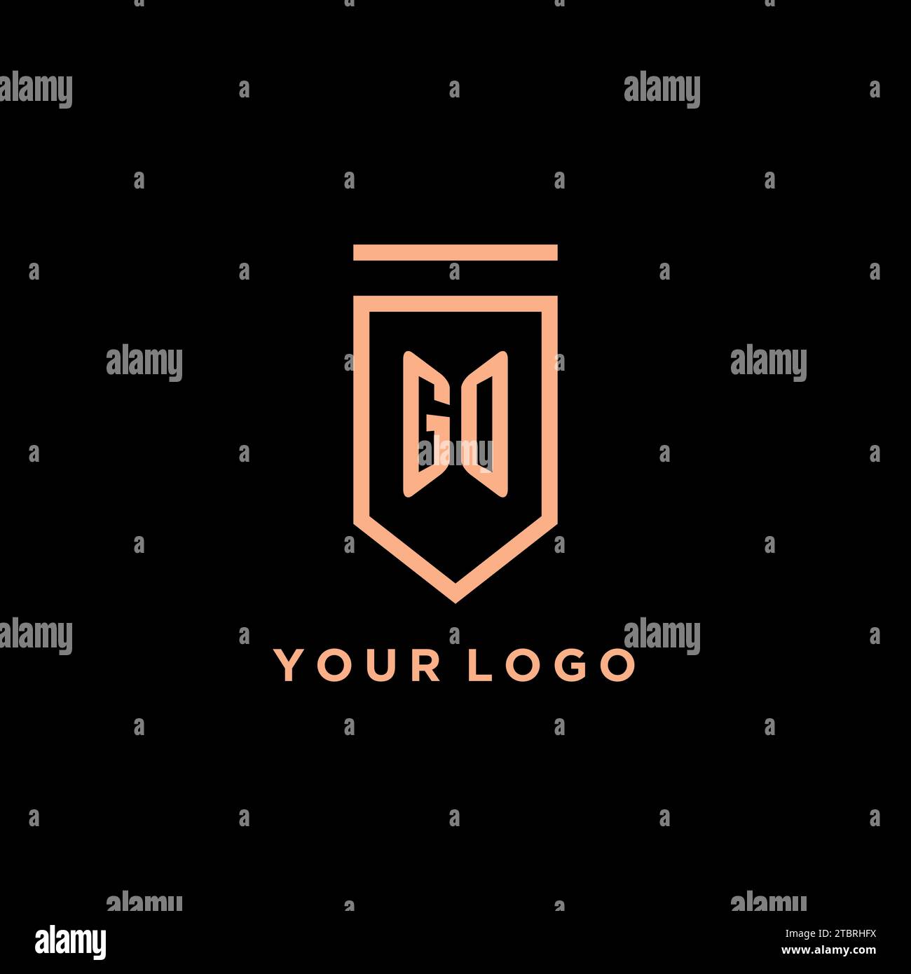 GO monogram initial with shield logo design icon vector graphic Stock Vector