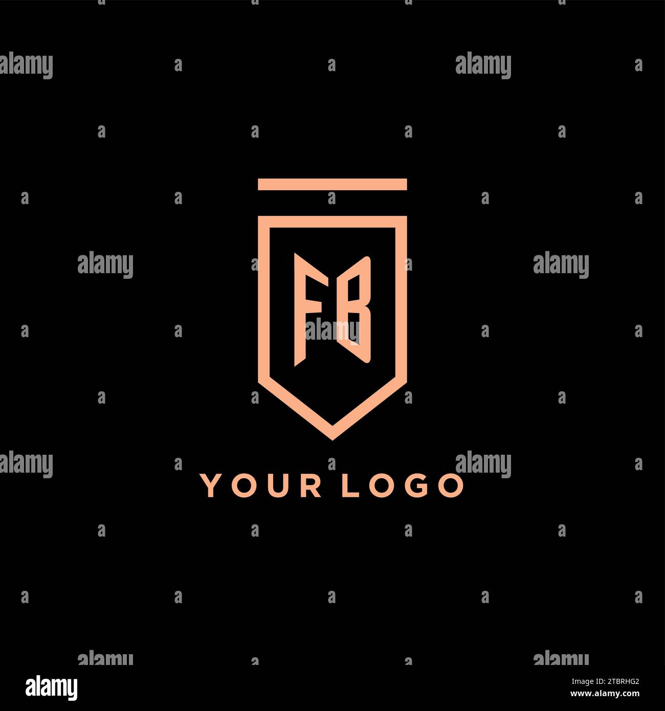 FB monogram initial with shield logo design icon vector graphic Stock Vector