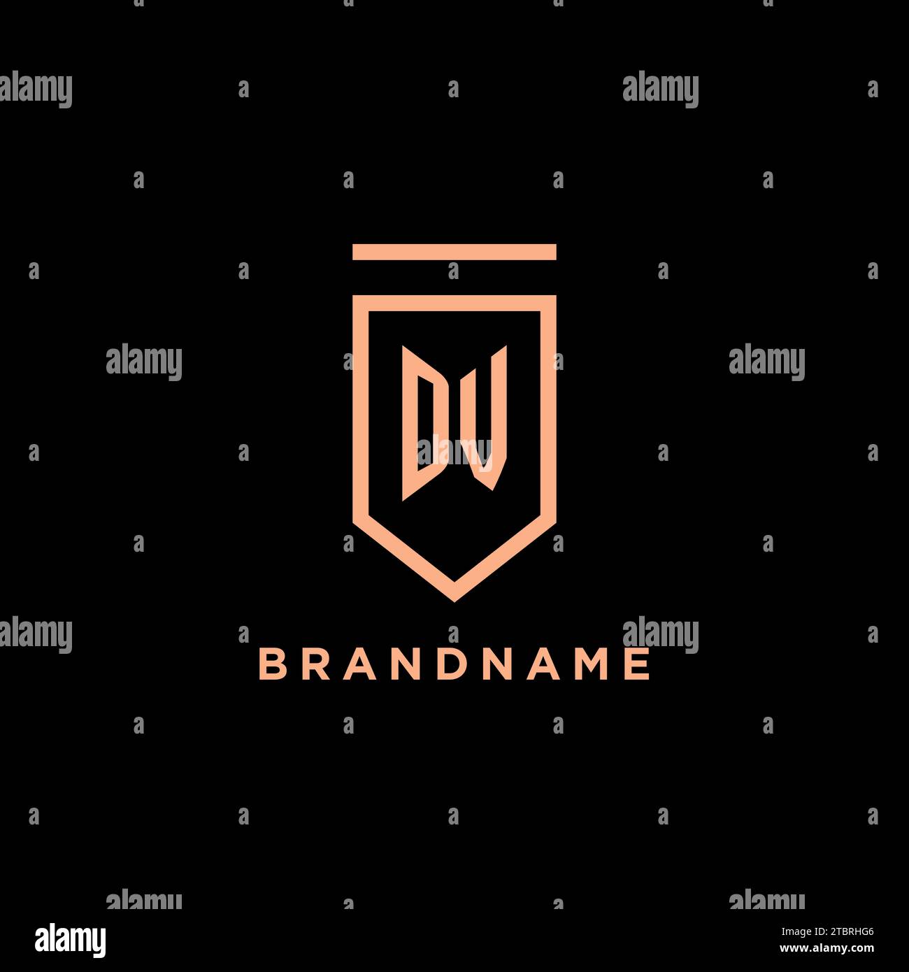DV monogram initial with shield logo design icon vector graphic Stock Vector