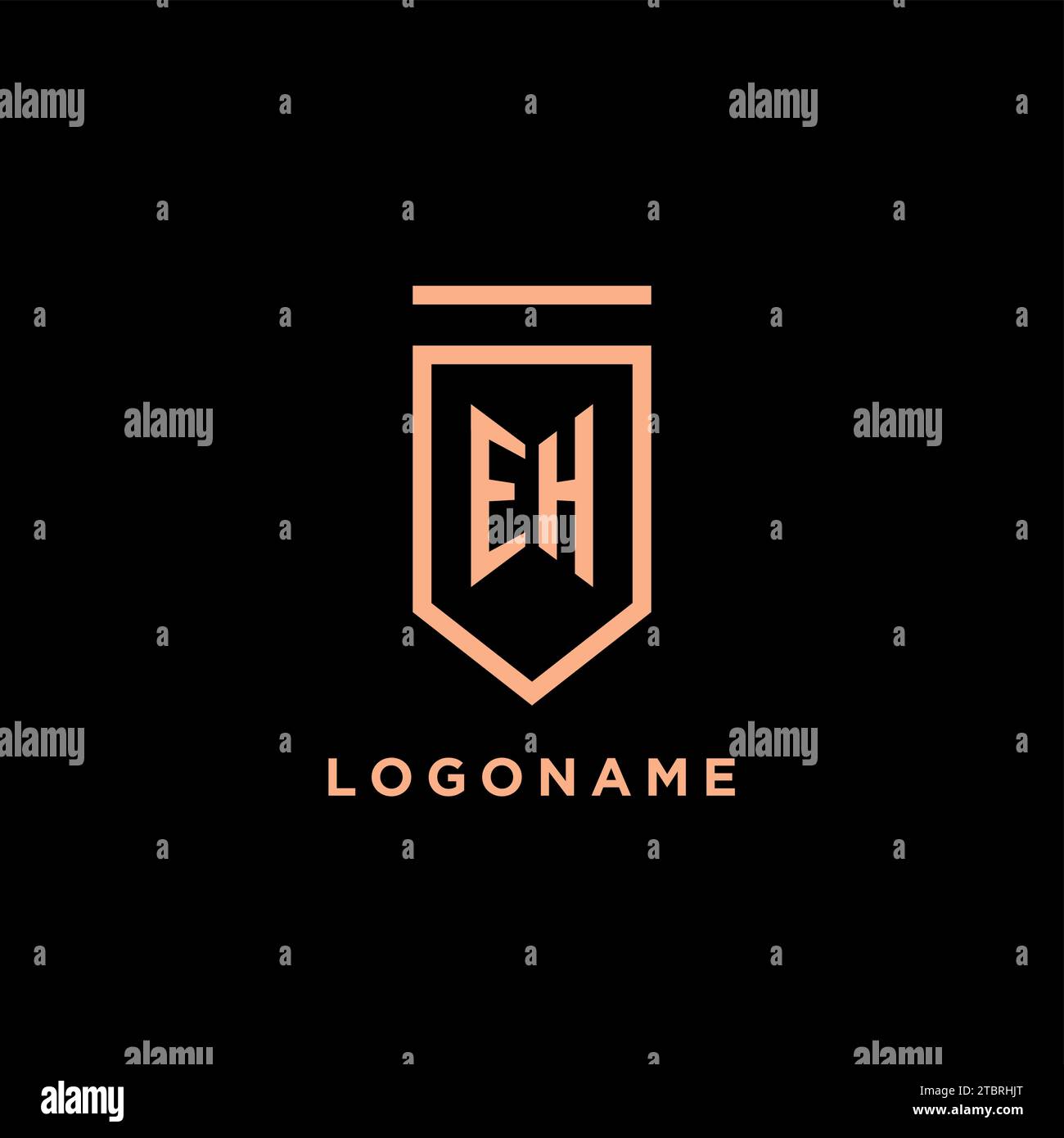 EH monogram initial with shield logo design icon vector graphic Stock Vector