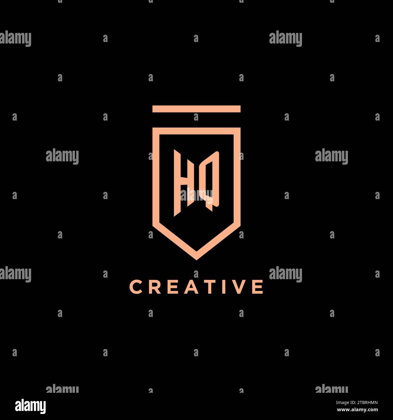 HQ monogram initial with shield logo design icon vector graphic Stock Vector