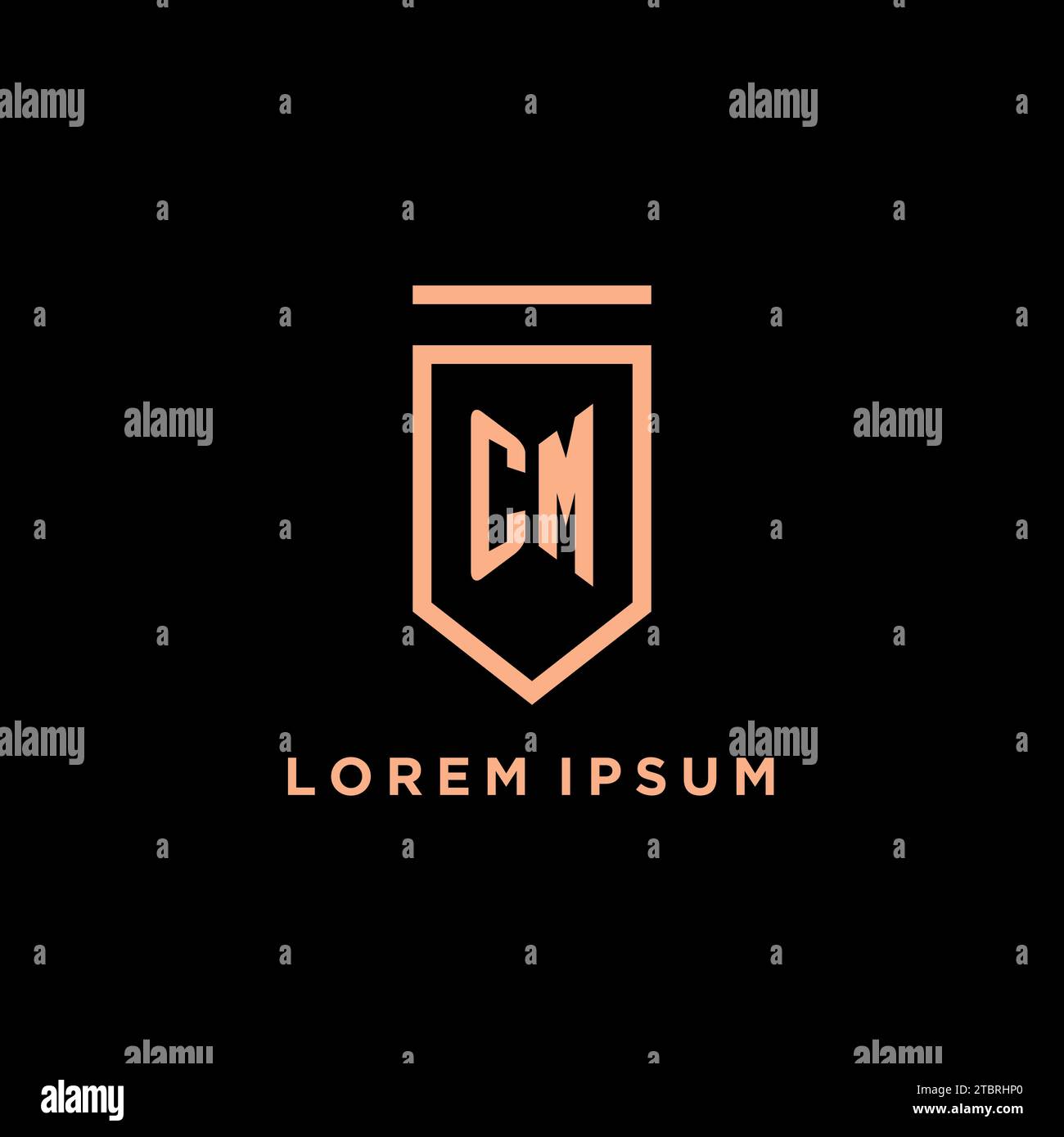 CM monogram initial with shield logo design icon vector graphic Stock Vector
