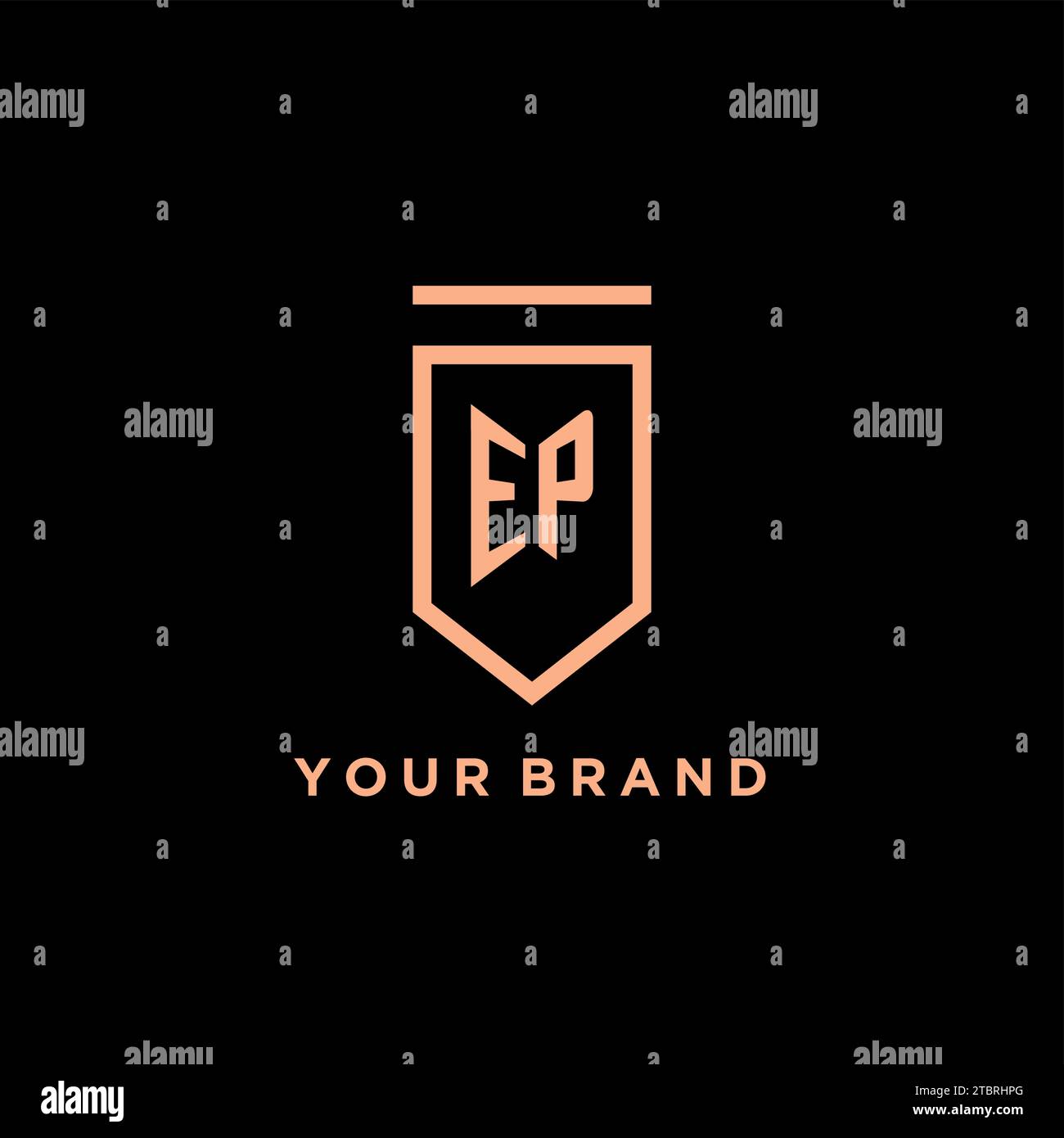 EP monogram initial with shield logo design icon vector graphic Stock Vector