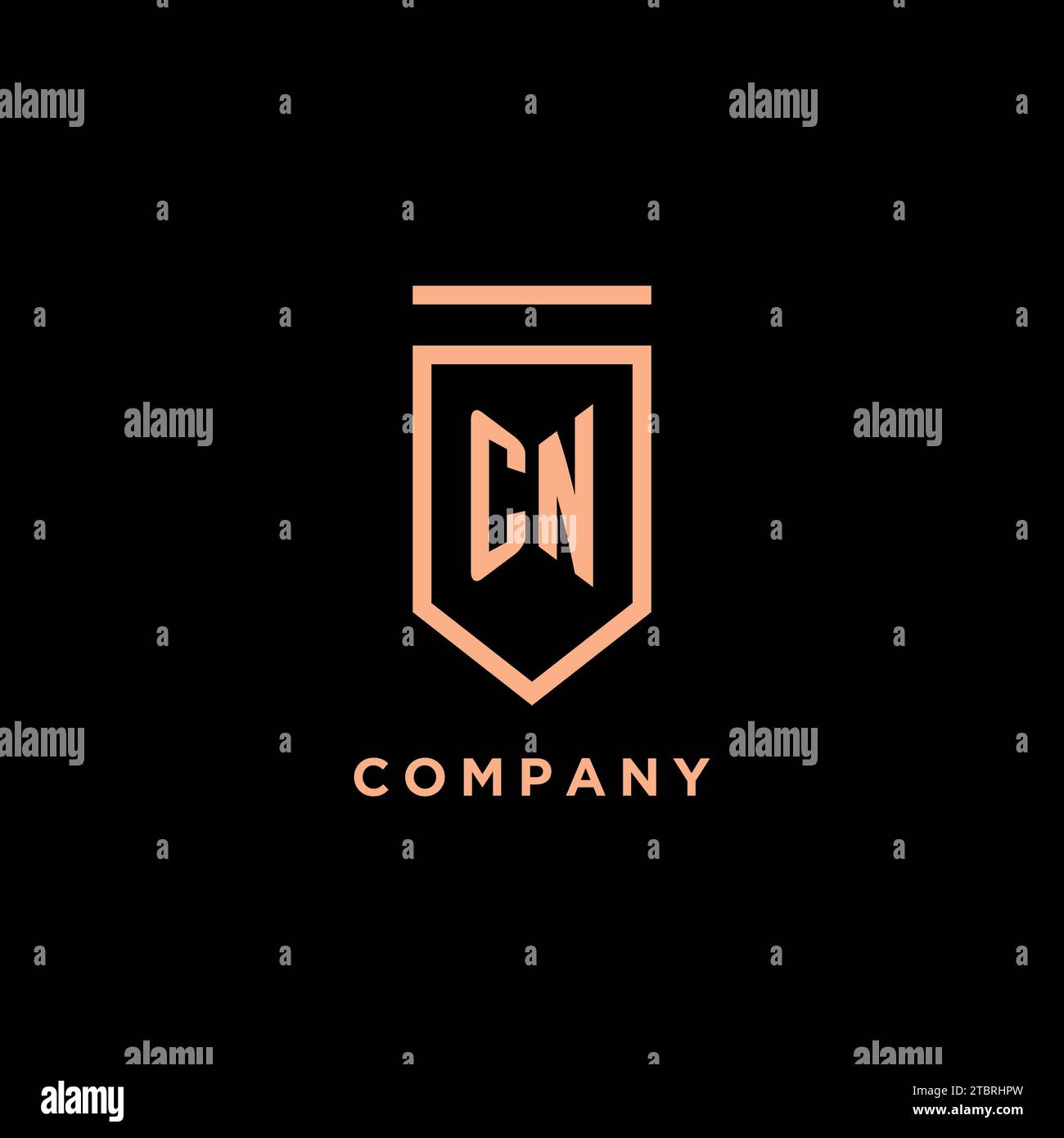 CN monogram initial with shield logo design icon vector graphic Stock Vector