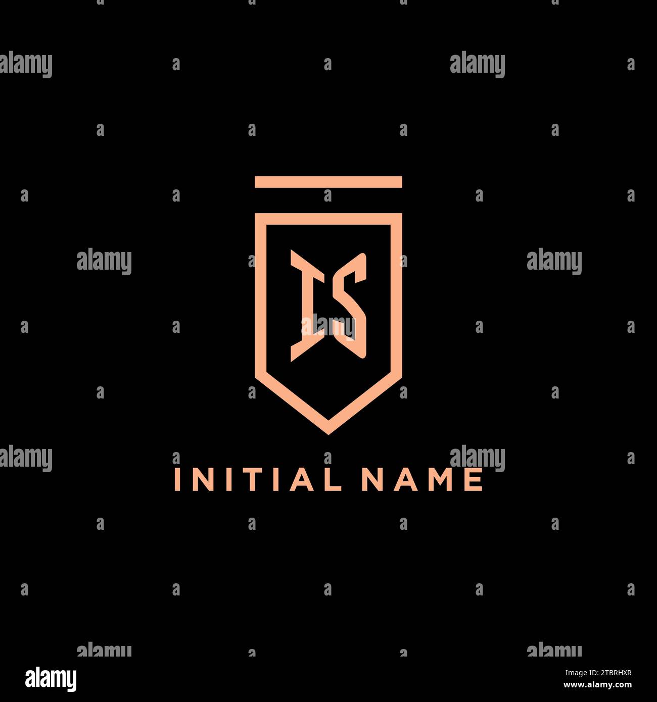IS monogram initial with shield logo design icon vector graphic Stock Vector
