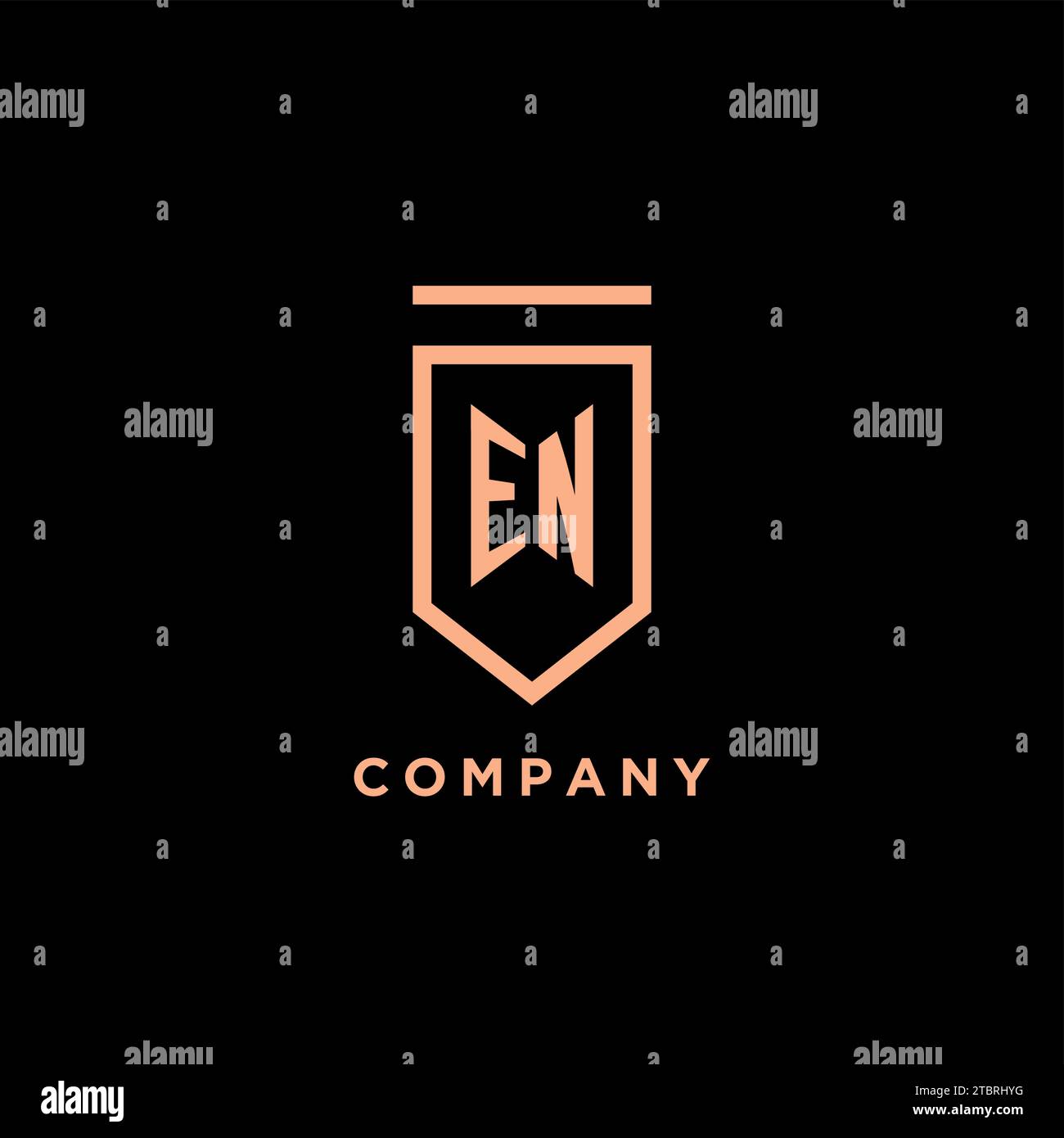EN monogram initial with shield logo design icon vector graphic Stock Vector