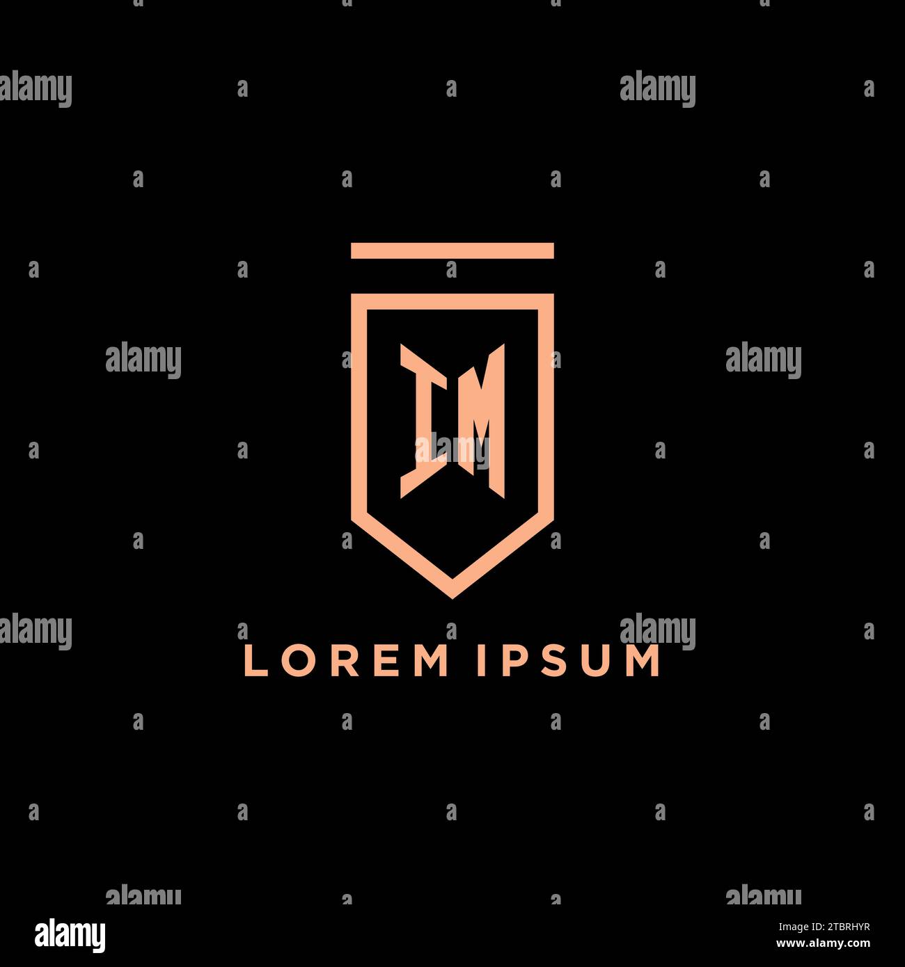 IM monogram initial with shield logo design icon vector graphic Stock Vector