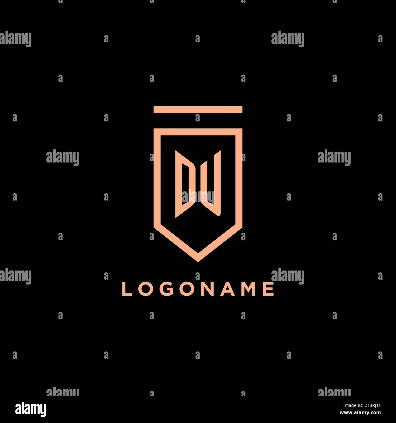 DU monogram initial with shield logo design icon vector graphic Stock Vector