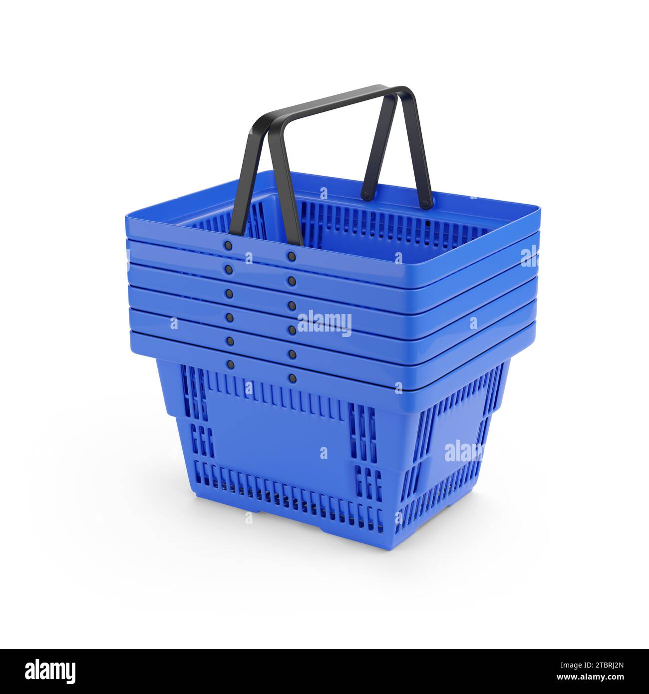 Stacked supermarket baskets isolated on white background. 3d illustration. Stock Photo