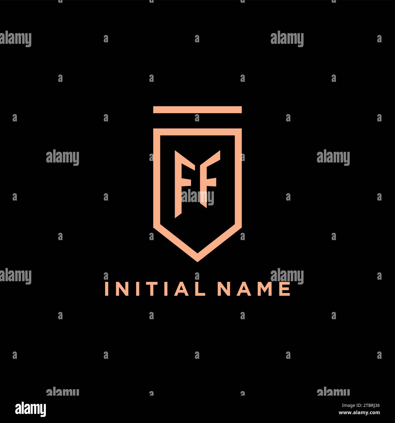 FF monogram initial with shield logo design icon vector graphic Stock Vector